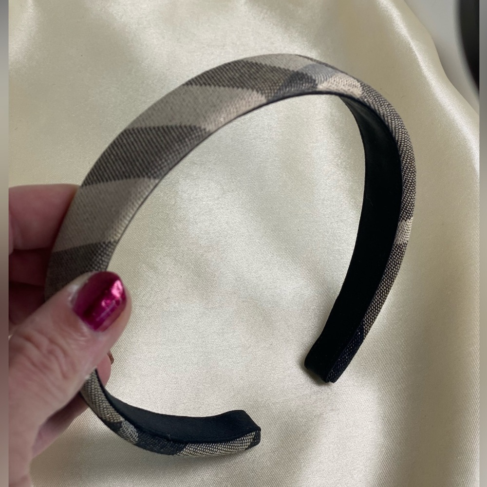 BURBERRY Skinny NOVA CHECK🖤🤎🤍Headband🔥w/Light LUREX🔥EUC🔥ADULT(15”)